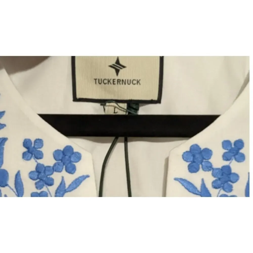 Tuckernuck White Cyprus Maxi Dress Large Floral Embroidered NWT Summer Vacation - Picture 9 of 10